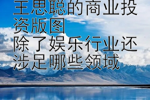 王思聪的商业投资版图  
除了娱乐行业还涉足哪些领域